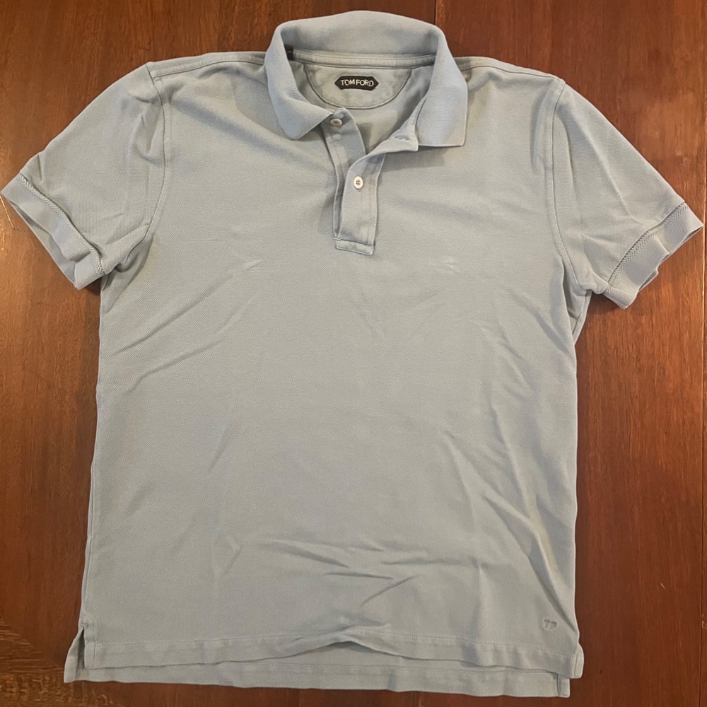 /Users/susancox/Desktop/IMG_2117.HEIC /Users/suTom Ford Blue Pique Polo size 54